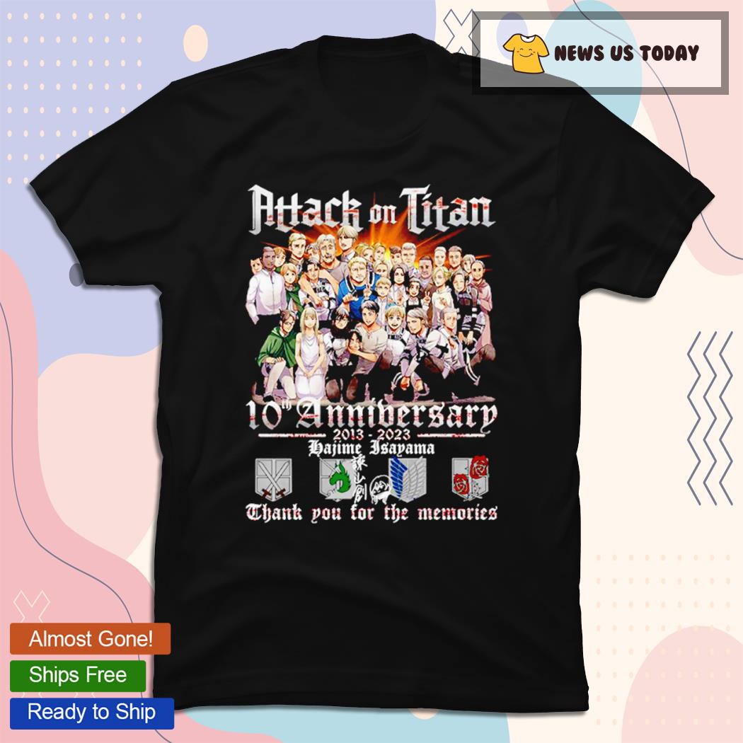 Attack On Titan 10th Anniversary 2013-2023 Thank You For The Memories Shirt