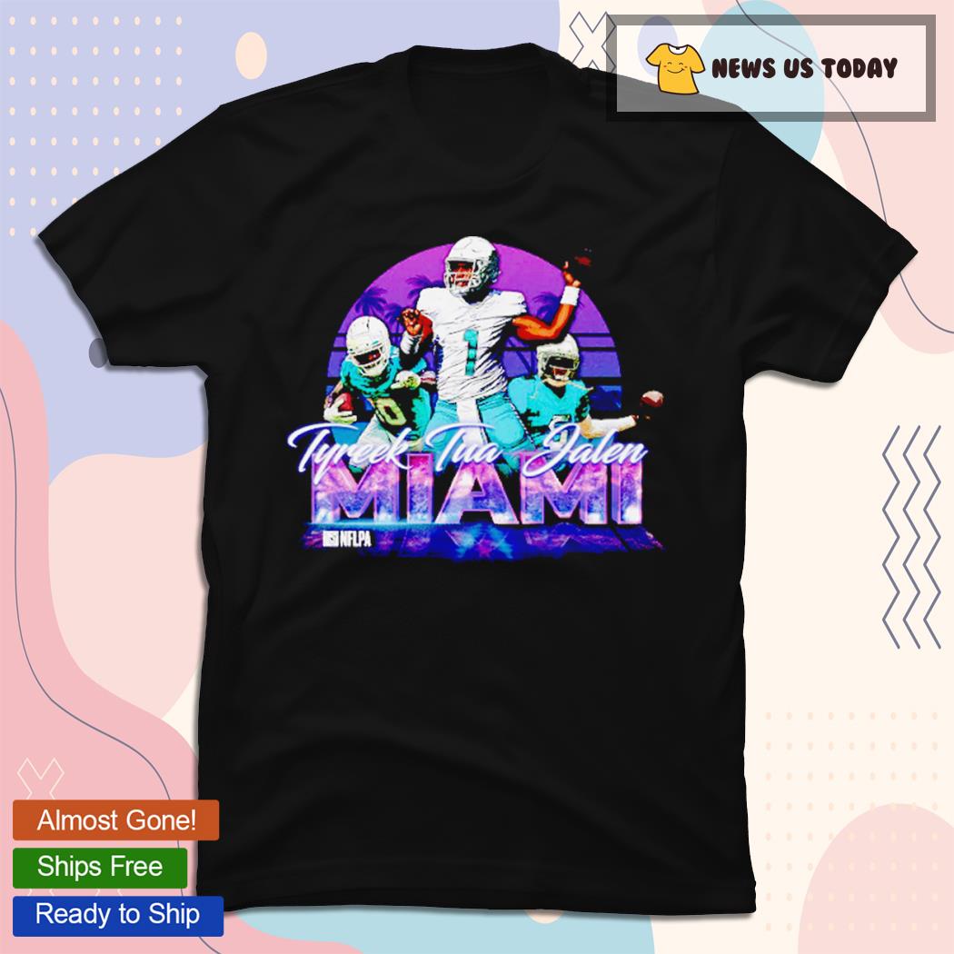 Tua Tagovailoa Tyreek Hill And Jalen Ramsey Miami Neon Football Shirt